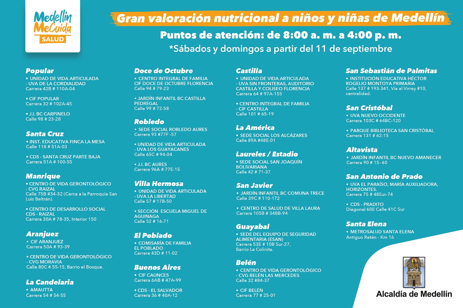 Gran valoración nutricional a niños y niñas de Medellín